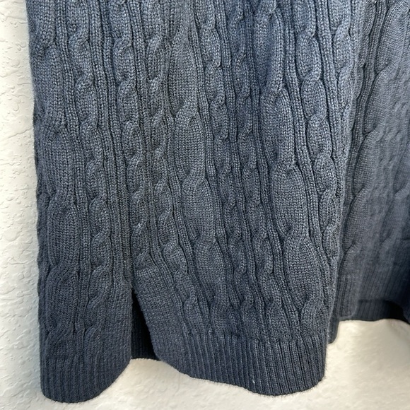 Lands End Cable Knit Fine Gauge Mock Neck Tunic Sweater Size M/P - Picture 4 of 12
